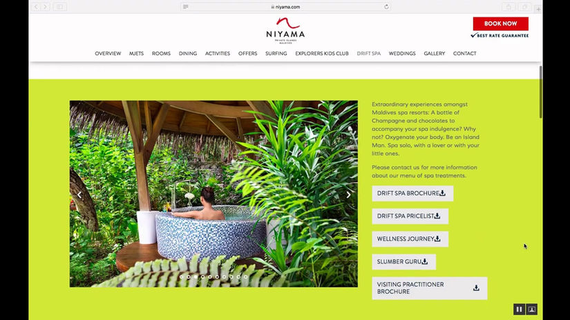 Niyama Underwater Hotel Restaurant & Spa: Website Design & Development